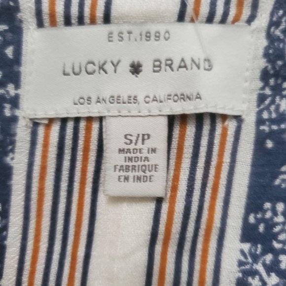 Lucky Brand Women's Mixed Print Natural Multicolor Peasant Top Size S/P NWT - Picture 8 of 16